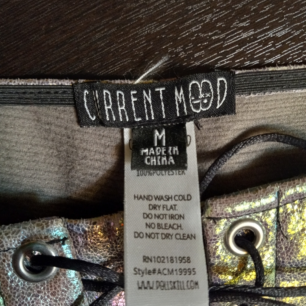 Medium current mood (dolls kill) iridescent lace up rave shorts - Picture 3 of 3